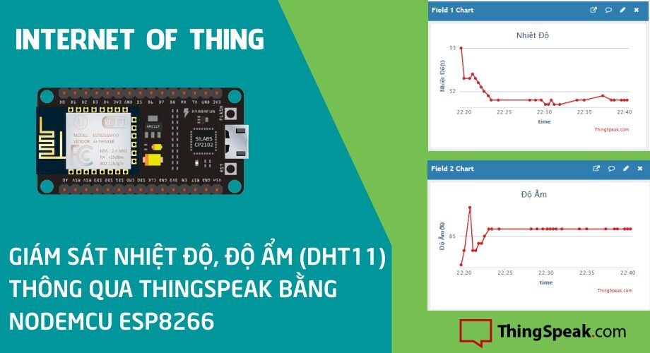 Giám sát nhiệt độ, độ ẩm (DHT11) thông qua Thingspeak bằng NodeMCU ESP8266